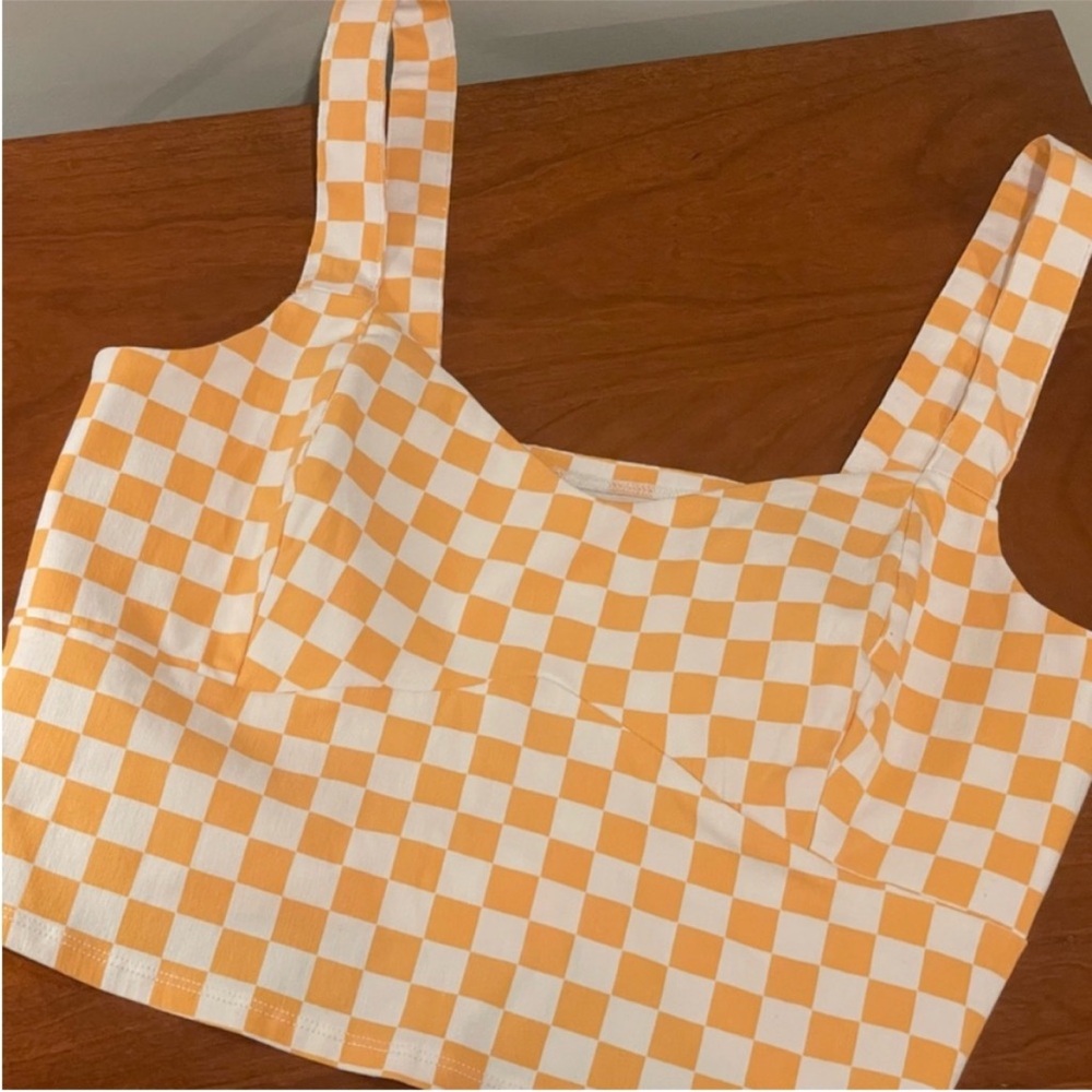 Hollister Bust Cup Crop Top in Yellow Check - Picture 7 of 7